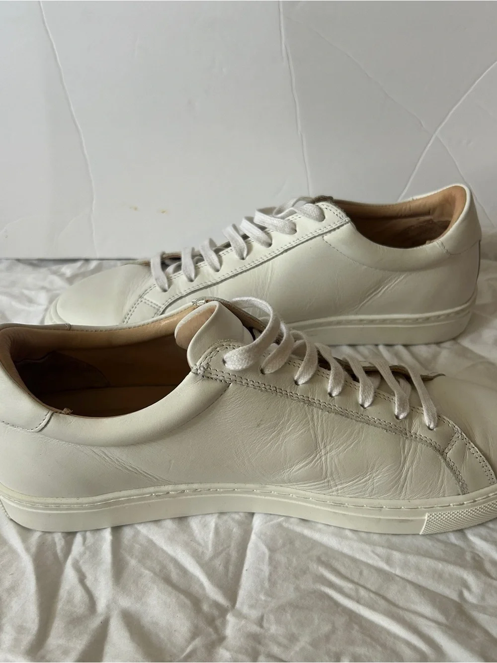 Suitsupply FW1480 Men's 10 US White Leather Low Top Casual Sneakers Shoes